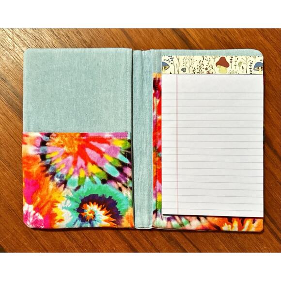 Handmade Tie-Dye & Denim Fabric Notebook Pad Cover 6"x 9.5" - Picture 2 of 3